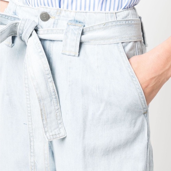 New Ralph Lauren High Rise Tapered Blue Tie Belt Ankle Cotton Denim Jeans Pants - Picture 10 of 16